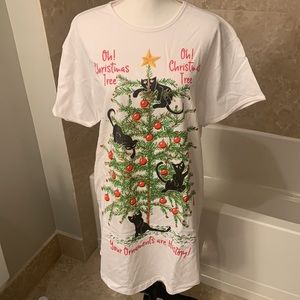 Oh Christmas Tree Cats Sleep Shirt White